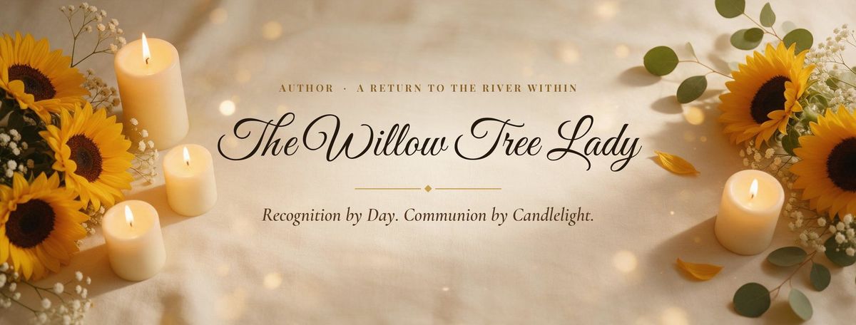Sunflowers and candlelight for An Evening with The Willow Tree Lady